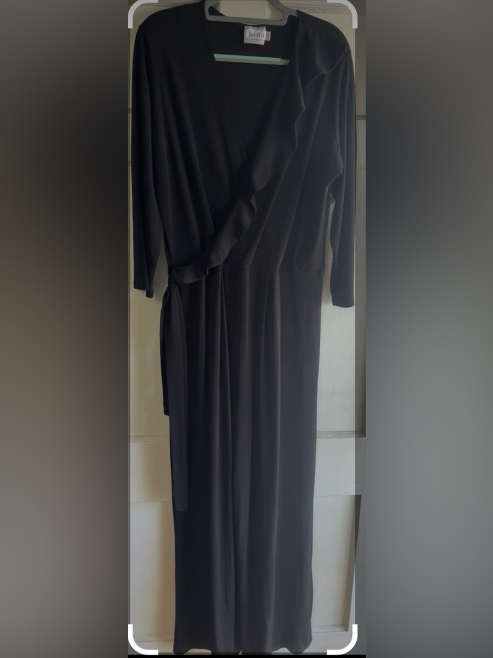 Leota Black Ruffle V-Neck Faux Wrap Jumpsuit - Size 1L